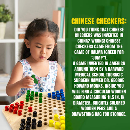 Toysery Chinese Checkers Game for Kids, Interesting Chinese Checkers Board Game with Wooden Marbles, Classic Board Games for Kids 4-6 for Up to Six Players, Educational Strategy Games for Kids