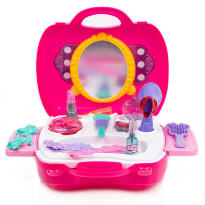 Toysery 21-Piece Pretend Play Makeup Kit for Girls – Kid’s Vanity Makeup Kit with Beauty Salon Case, Lightweight & Portable Barbie Make Up Cosmetics Set for Toddlers