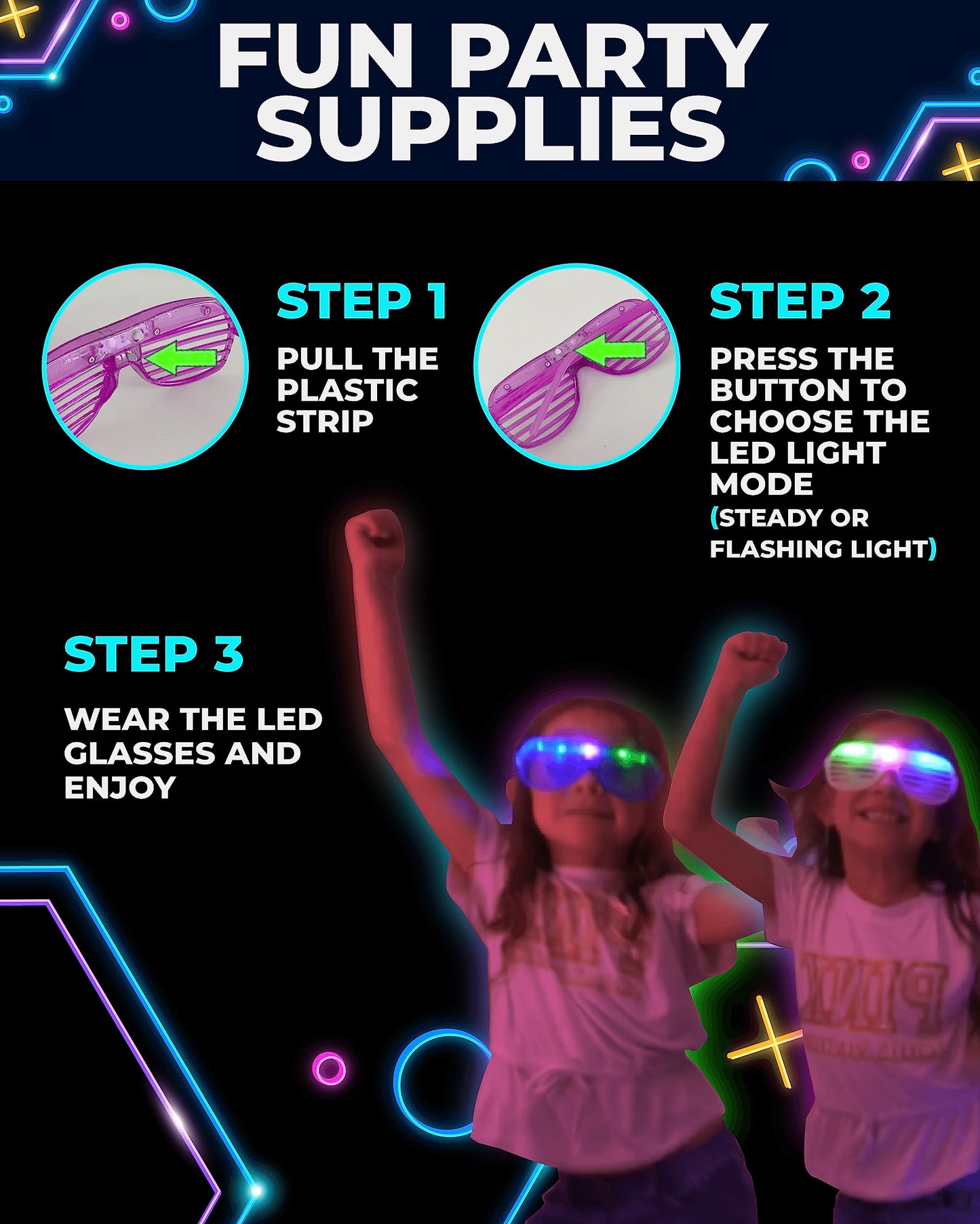 Toysery Glow In The Dark Party Supplies 140 Piece - Party Props Blacklight Party Supplies - LED Glasses, Foam Light Up Sticks, Glow Party Sticks - Neon Party Favors Hora Loca Party Supplies for Adults