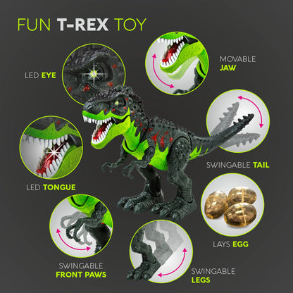 Toysery T-Rex Walking Dinosaur Toy with Simulated Flame Spray, Realistic Sounds and Red Fire Lights on Eyes