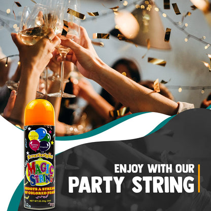 Toysery Party Streamer - Ultimate Spray String for Kids. Elevate Your Celebrations with Crazy String Fun! Comes with 12 Party Spray String in Can