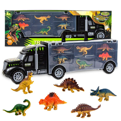 Toysery Dinosaur Transport Carrier Truck for Kids with 6 Vibrant Color Dinosaur Toys. Boys and Girls 3+ Years