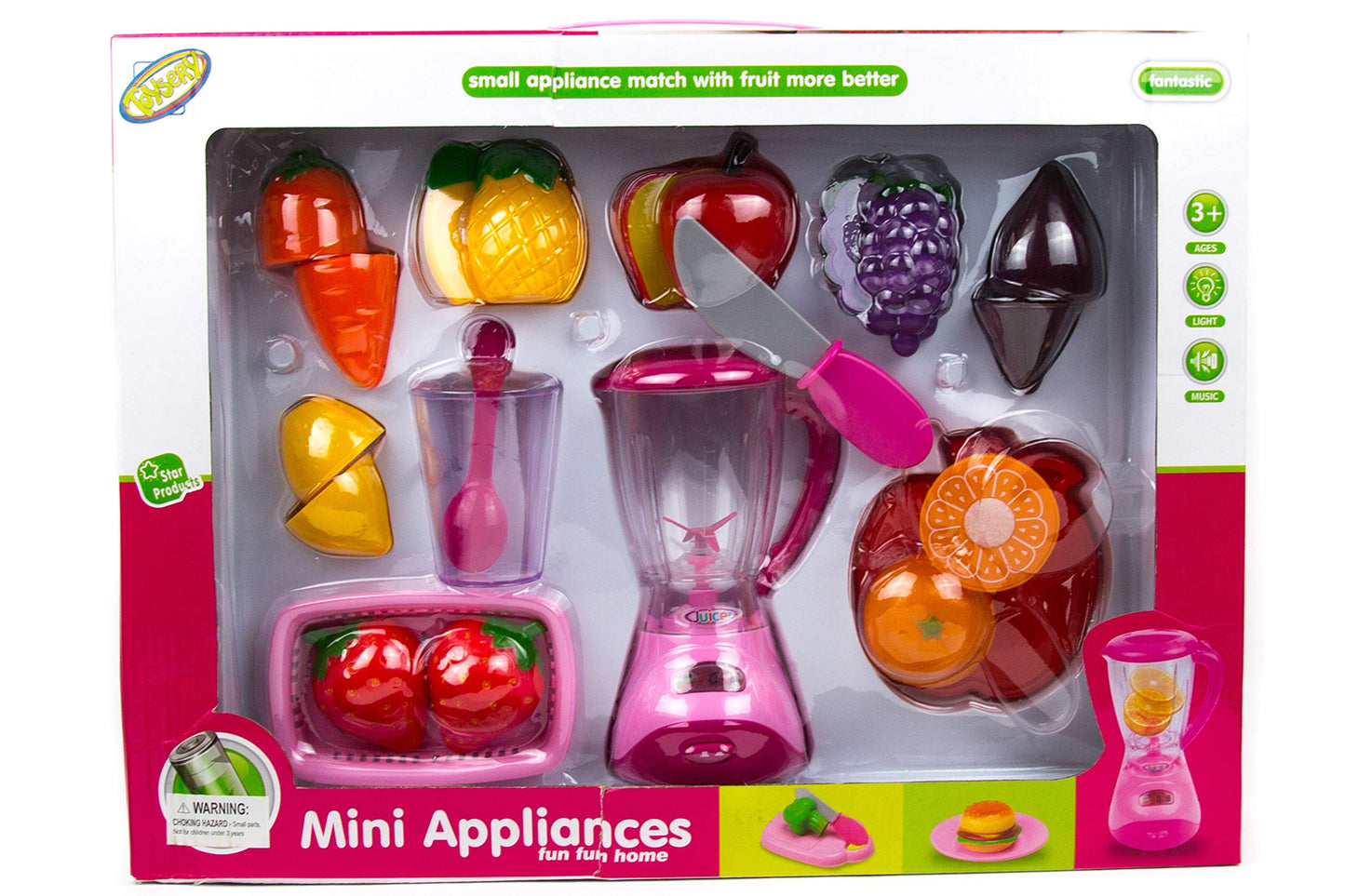 Toysery Electric Realistic Fruit Blender Kitchen Appliance Toy Set for Kids| Role Play Kitchen Toys Accessories with Lights and Music | Kids Home & Kitchen Playset Pretend Play Toy Kitchen for Toddler