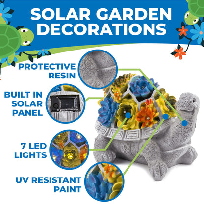 JLXTREME Light Up Turtle Garden Decor with Solar Lights, Birthday Gifts for Mom, Solar Turtles for Outdoors Patio Lighting, Outdoor Solar Lantern