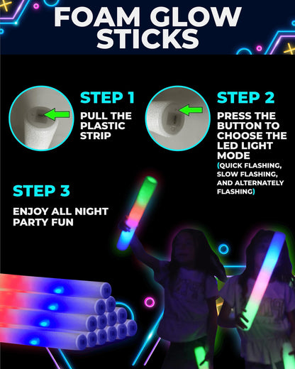 Toysery Glow In The Dark Party Supplies 140 Piece - Party Props Blacklight Party Supplies - LED Glasses, Foam Light Up Sticks, Glow Party Sticks - Neon Party Favors Hora Loca Party Supplies for Adults