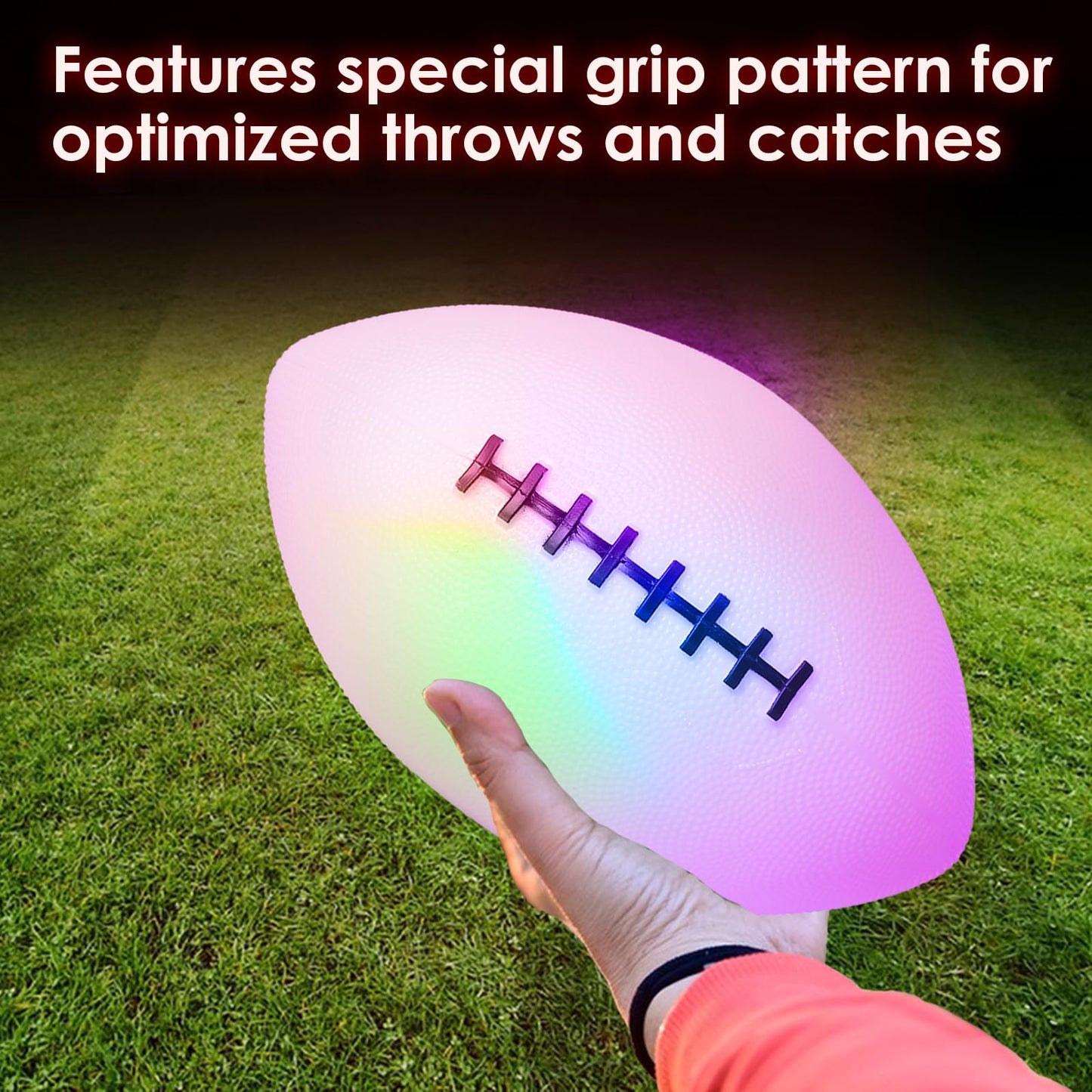 Toysery Light Up Football - Glow in The Dark LED Ball - Football for Night Sports - Fun Boy Toys for Beach and Backyard - Outdoor Sports Birthday Gifts for Boys Ages 3 and above (White)