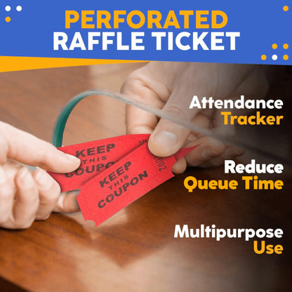 Toysery Multicolor Raffle Tickets - 6000 Tickets (3 Double Rolls of 2000 Tickets Roll), Consecutively Numbered Fundraiser 50/50 Raffle Tickets for Christmas Party, Concert, Carnivals & Other Event